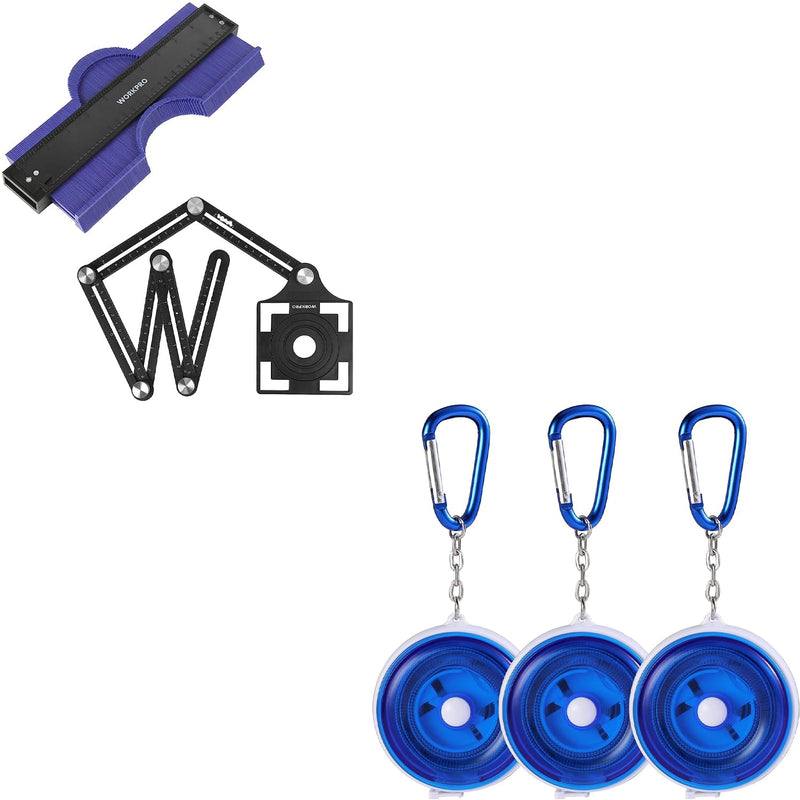 [Australia - AusPower] - WORKPRO 10" and 6-Sided Angle Measuring Tool Combo Kit and WORKPRO 3-Pack Measuring Tape for Body 