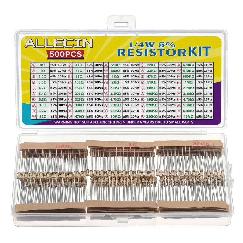 [Australia - AusPower] - 50 Values 1/4W 0 Ohm to 10M Ohm ±5% Carbon Film Resistor Assorted 1/4 Watt Common Fixed Resistors Assortment Kit 50Values 1/4W 5% 