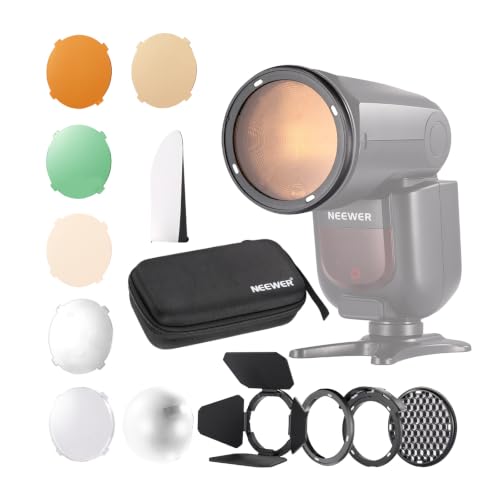 NEEWER CRM2 Magnetic Accessories Kit for Round Head Flash, Speedlite Light Shaper Modifier Diffuser Set Compatible with Godox V1 & V100, NEEWER Z3R-C/N/S, Z2-C/N/S/F, Z2Pro-C/N/S/F, Q120, Q200