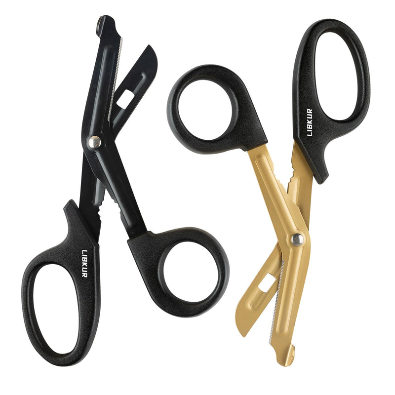 Bandage Shears Medical Scissors Trauma Shears for ER Nurse Premium Quality Stainless Steel Shear 7.5" Fluoride Coated Non-stick Blades Nursing Scissors for Doctor(Black Gold)