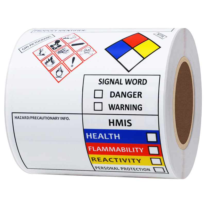 [Australia - AusPower] - SDS OSHA Data Labels for Chemical Safety 3×4 Inch MSDS Stickers with GHS Pictograms HMIS & Hazard Compliant Secondary Containers, 100 Stickers Per Roll 1 Roll 
