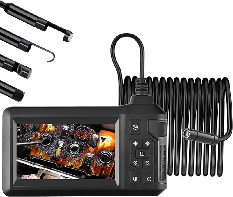 [Australia - AusPower] - Industrial HD Digital Borescope, Pancellent 4.3" IPS Endoscope Inspection Camera with Handheld IP67 Waterproof Snake Sewer with 8 LED Lights 16.5ft Semi-Rigid Cable 