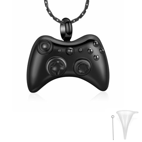 constantlife Cremation Jewelry for Ashes Stainless Steel Gamepad Urn Necklace Keepsake Game Controller Pendant Memorial Gift for Men Boy Black