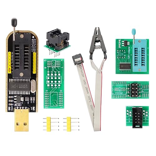 SOIC8 SOP8 Test Clip CH341B 1.8V Converter SOP8 to DIP8 Burning Socket for EEPROM 25CXX / 24CXX + CH341A 24 25 Series USB for Windows, macOS, Linux, Personal Computer, Laptop