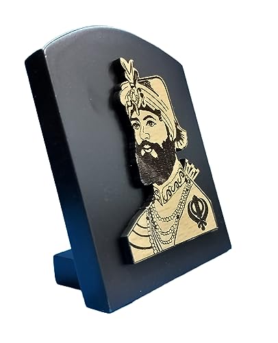 BEXCO 3D Sikh Self Standing Wooden 3D Figurine photoframe for Table top, Showpiece car Dashboard 3.5 X 3X1 inches… (Guru Gobind Singh Ji)