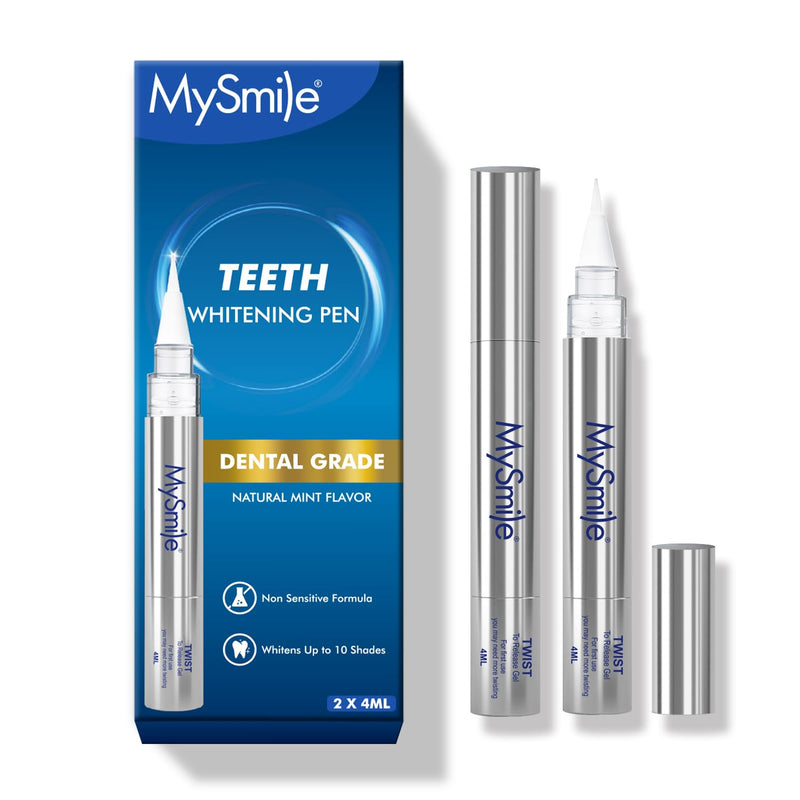 [Australia - AusPower] - MySmile Non-Sensitive Teeth Whitening Pen Mint Gel Enamel Safety 8ML 30+ Treatments Fast Remove 20 Years of Stains Care Oral Bright Smile Alternative Teeth Whitening Strips ﻿ Dark Blue 