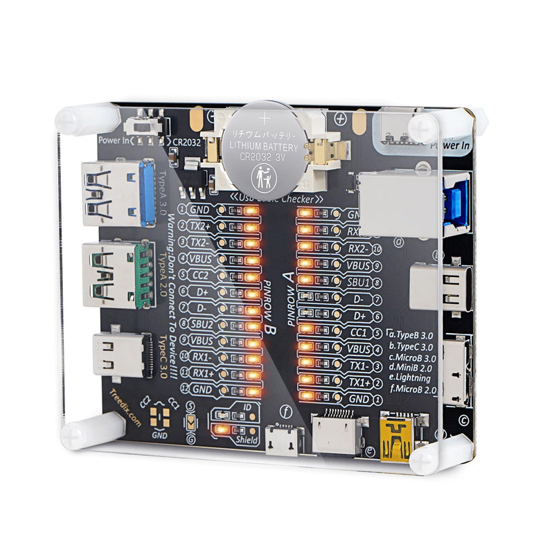 Treedix USB Cable Tester Board USB Cable Checker Data Wire with Acrylic Case Charging Test Data Line Type-C Micro Type A Type B USB Cable Checker with Acrylic Case