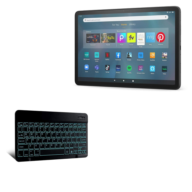 [Australia - AusPower] - BoxWave Keyboard Compatible with Amazon Fire Max 11 (2023, 13th Gen) - SlimKeys Bluetooth Keyboard - with Backlight, Portable Keyboard w/Convenient Back Light - Jet Black 