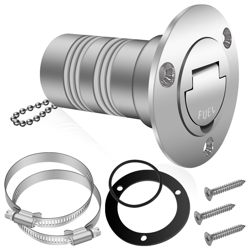 Boltigen 1-1/2"(38mm) Boat Gas/Fuel Deck Fill/Filler with Keyless Cap，1.5inch Stainless Steel Deck Filler Marine Hardware for Boat, Yacht, Caravan, Mirror- Polished Head Fuel 1-1/2''
