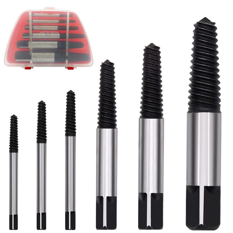 [Australia - AusPower] - 6PCs Damaged Screw Extractor Kits, Chrome-vanadium Steel Stripped Screw Extractor Broken Bolt Extractors Kit, Easy Out Damaged Bolts Remover Tool 