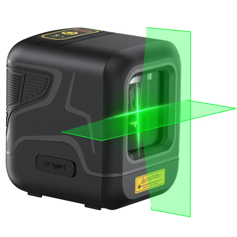 [Australia - AusPower] - Fanttik D2 Laser Level, 100 ft Self-Leveling Green Cross Line Laser, USB-C Rechargeable, Rotatable 360 Degree, Pulse Mode, Magnetic Bracket, Carrying Pouch, for Picture Hanging and Home DIY - Black 