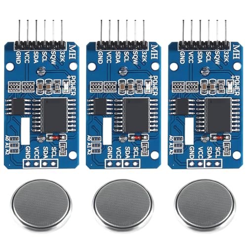 Real Time Clock RTC Module Compatible with I2C Real Time Clock, Precision Real Time Clock Module, Clock Module IIC RTC Module for Arduino and RPi with Battery (Pack of 3)