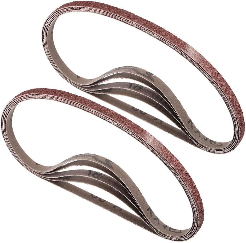 [Australia - AusPower] - 3/8 x 21 Inch Sanding Belt for Finishing Metal Drywall Polishing Sharpening 60 Grit 10pcs 