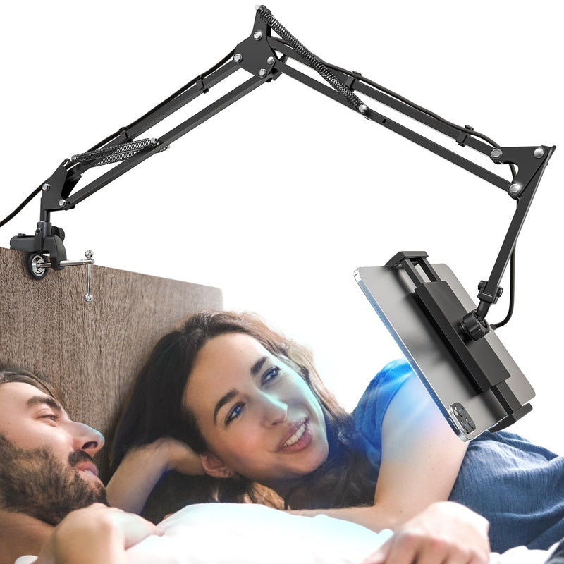 [Australia - AusPower] - Foldable Tablet Stand, Tablet Mount Adjustable for Bed,Universal Flexible Tablet Holder with 360 Degree Rotation for iPad/iPhoneX/iPad Pro/N-Switch,or Other 4.5~13.5 Inches Devices (Black) Black 