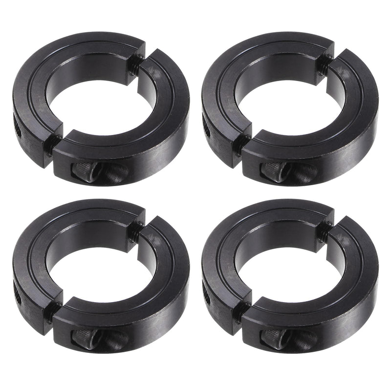 [Australia - AusPower] - 4pcs Shaft Collar for 1-1/4" Rod 2-1/16" OD 1/2" Width Black Oxide Plating Double Split Axle Clamp-On Collar with Set Screw 1-1/4" Bore 