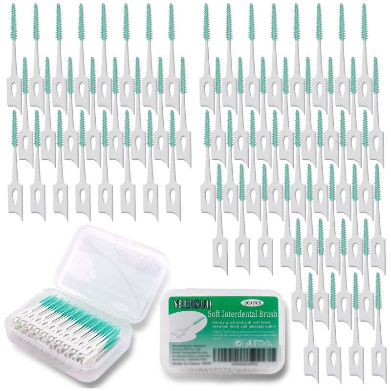 [Australia - AusPower] - 200 PCS Soft Dental Floss Picks, Dental Picks with case, Toothpicks Brush Between Teeth, Tooth Flossing Brush Disposable for Cleaning, Toothbrush Clean Tool, Green Color 200 Count (Pack of 1) 