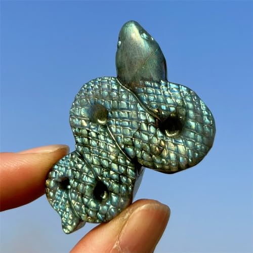 2" Labradorite Snake Figurine Hand Carved Healing Crystal Animal Statue Sculpture Home (Labradorite)