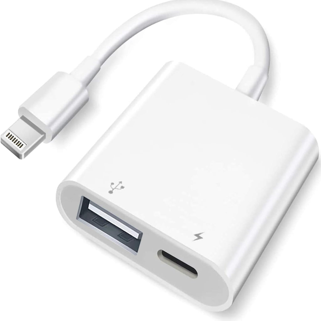 [Australia - AusPower] - [Apple MFi Certified] Lightning to USB Camera Adapter with Charging Port, Portable USB 3.0 Female OTG Cable for iPad to Connect Card Reader USB Flash Drive, Compatible for iPhone iPad 
