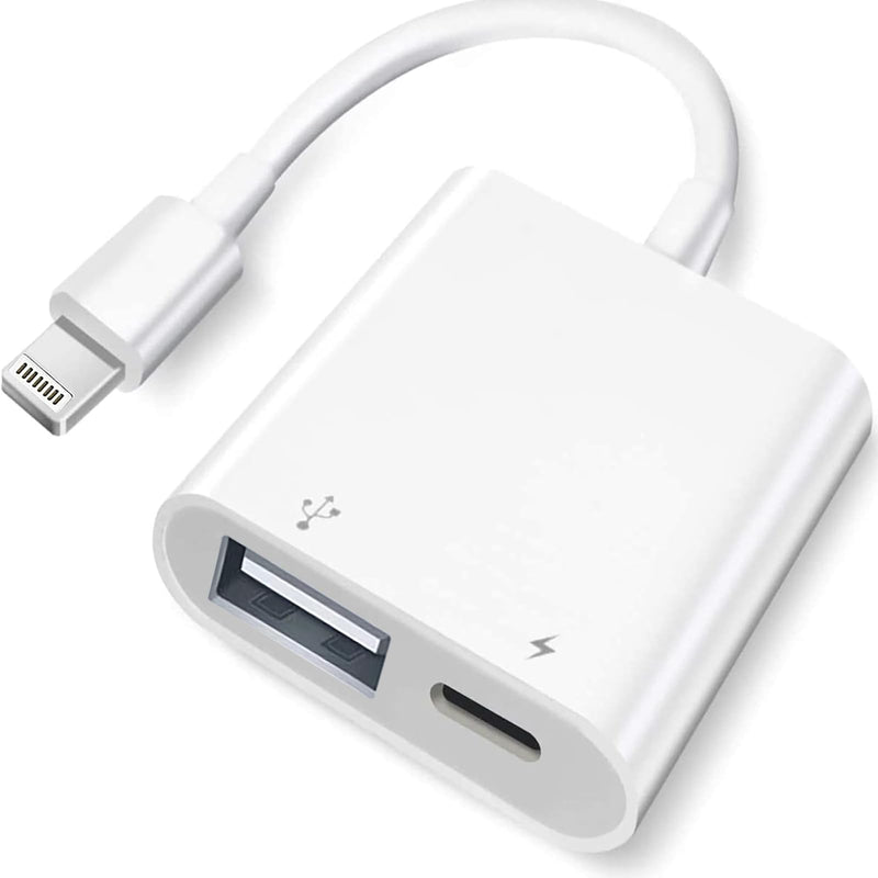 [Australia - AusPower] - [Apple MFi Certified] Lightning to USB Camera Adapter with Charging Port, Portable USB 3.0 Female OTG Cable for iPad to Connect Card Reader USB Flash Drive, Compatible for iPhone iPad 