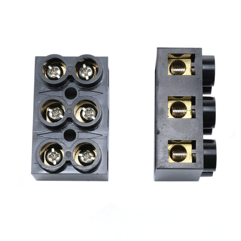[Australia - AusPower] - Meuey Lyot-500V 60A 3 Position Double Row Screw Terminal Block Double Row Electrical Barrier panel-2pcs 