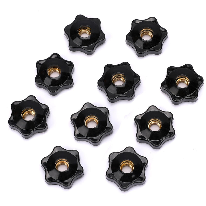 [Australia - AusPower] - 10 Pack 6 Star Knobs 1/4 Inch 20 Female Threaded Hexagon Head Thru Knob Clamping Knobs Jig Knobs T Knob 