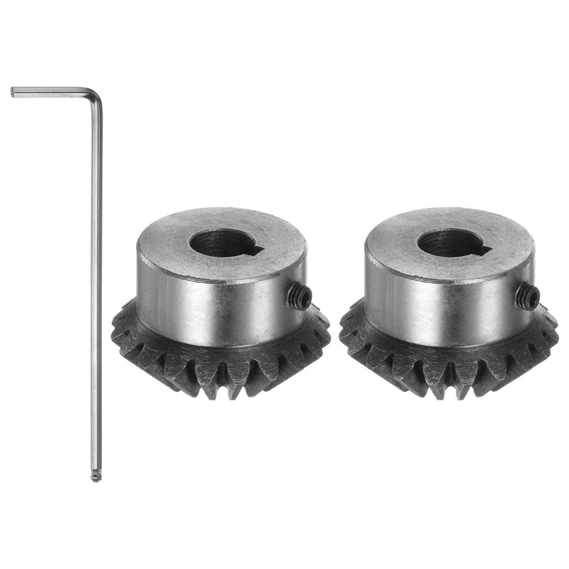 [Australia - AusPower] - 2pcs Bevel Gear 2M 20 Teeth 12mm Shaft Hole 1:1 Tapered Pinion Gear with 4mm Keyway 45# Steel 2 Module 90 Degree Steering Gear with M5 Fixing Hole, for Hardware Mechanical Rotation 12 mm 