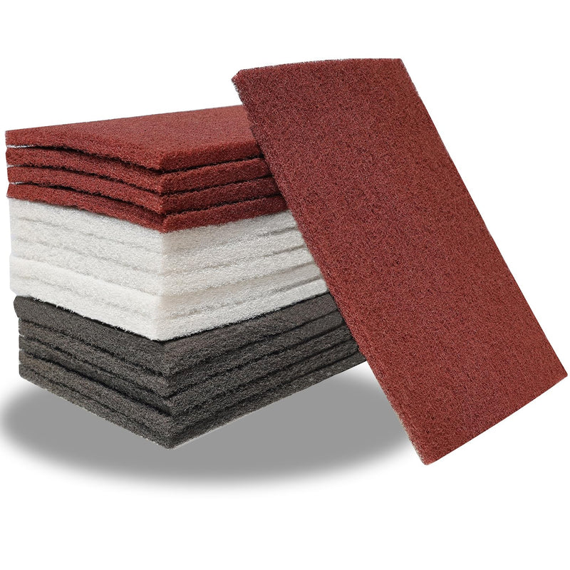 [Australia - AusPower] - 15 Pack 6" x 9" Hand Pads Set- Coarse Medium Fine Purpose Scuff Pads, Scuffing, Scouring, Sanding, Paint Primer Prep Adhesion Scratch - Surface Preparation Automotive Car Auto Body Woodworking Mixed color 