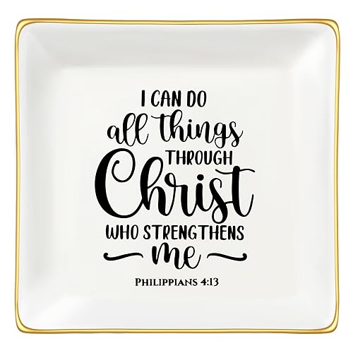 JoycuFF Inspirational Christian Gifts for Women Friends Faith Ring Dish Christ Gifts