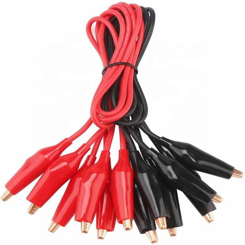 Pack of 10 Test Leads with Alligator Clips, Double Ended Test Leads | 50cm Black and Red Crocodile Clips Measuring Cable for Circuit Connection Electrical Testing 10 items