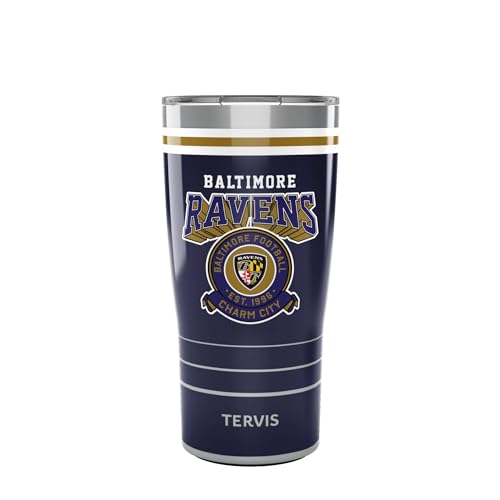 Tervis Traveler NFL Baltimore Ravens - Vintage Triple Insulated Tumbler Travel Cup Keeps Drinks Cold & Hot, 20oz, Stainless Steel