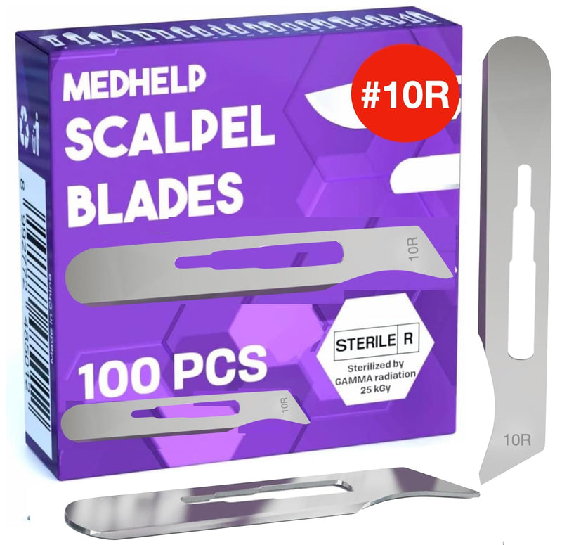 [Australia - AusPower] - 10r Blades Dermaplaning - Pack of 100 Dermaplane Blades 10r, High Carbon Steel Dermablade Blades Individually Packed, Disposable Surgical Scalpel Blades, Sterile #10r 