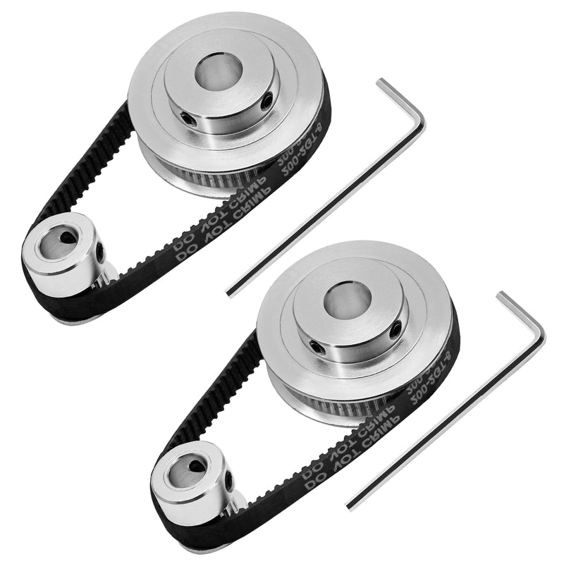 [Australia - AusPower] - 2 Kit GT2 Synchronous Wheel Featuring 20&60 Teeth, 10mm&8mm Bore, Aluminum Timing Pulley, with 2PCS Length 200mm Width 6mm Belt (Bore 10mm&8mm) Bore 10mm&8mm 2 