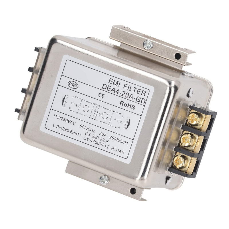 DEA4-20A-GD EMI Filter Performance Filter 115V 250V 20A 50/60Hz Single-Phase Filter, Terminal Block Connection
