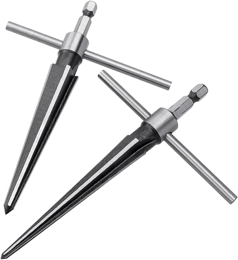 [Australia - AusPower] - Bestgel 2pcs Tapered Reamer, 6 Fluted Chamfer Reaming T Handle Taper Reamer Drilling Tool (3-13mm & 5-16mm) 
