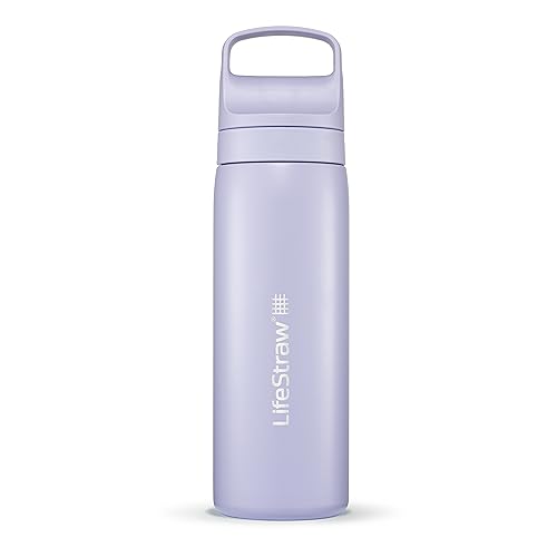 LifeStraw Go Series Insulated Steel Water Filter Bottle, 18 oz, Provence Purple 18 Ounces