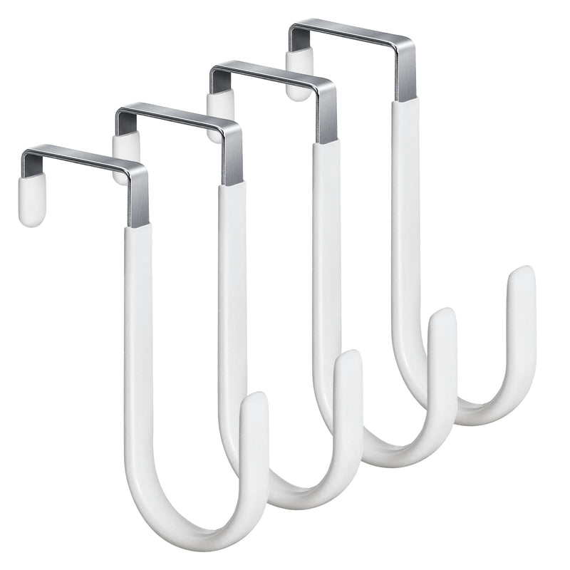 [Australia - AusPower] - 4 Pack Over The Door Hooks, 4.96Inch Hooks for Hanging Heavy Duty Door Hanger, Towel Hanger Hook Holders, Over Door Hangers Hooks Door Hanger Hooks for Hanging Clothes, Towels, Hats,Coats,Bags (White) White 4.96 inch 