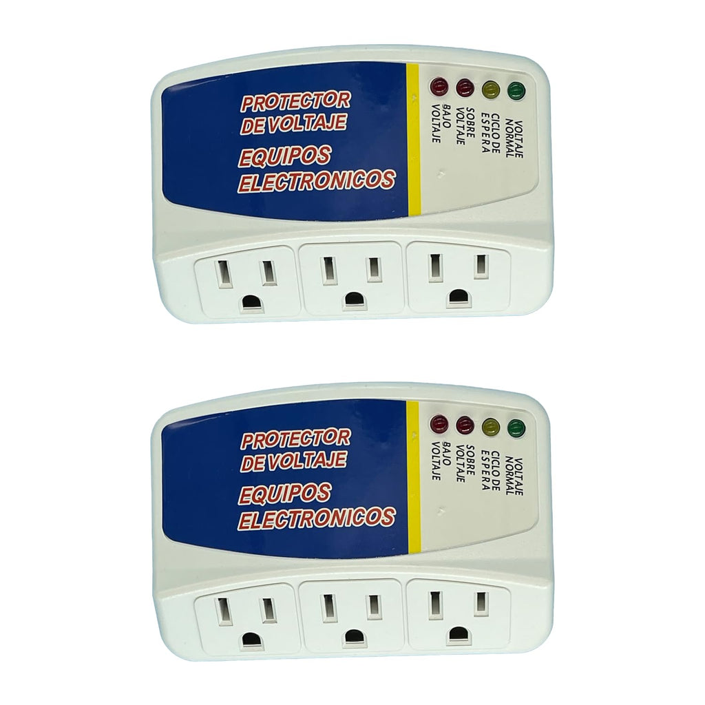 [Australia - AusPower] - Voltage Protector Voltage PROTECTORDE VOLTAJE Electronic Surge Protector Three Outlet Surge Protector Plug for PC/TV/Refrigerator 12A Max 90-135V (2 Pack) 2PACK 