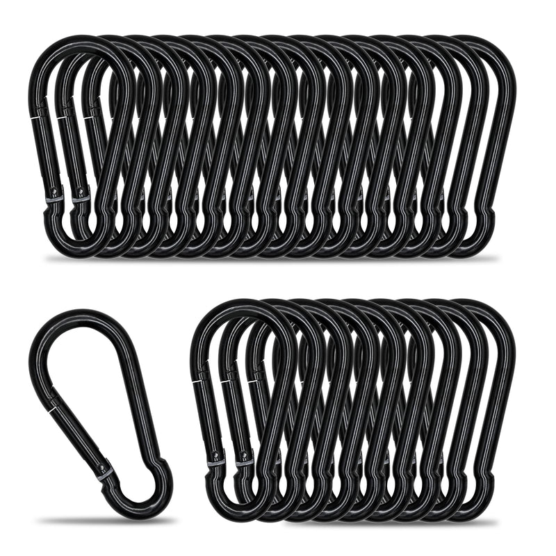 [Australia - AusPower] - KINLINK 25 Pack Black Carbon Steel Carabiner Clip, 1.97 inch Heavy Duty Spring Snap Hook, Small Carabiner Clips for Outdoor Camping, Swing, Hammock, Hiking, Fishing, Quick Link Keychain 1.97 IN 