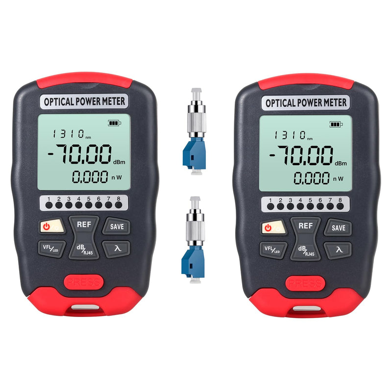 [Australia - AusPower] - 2PC Fiber Optic Tester Portable Fiber Light Meter Built-in 30Km Visual Fault Locator (OPM&VFL) Optical Power Meter with 2PC FC to LC Adapter 
