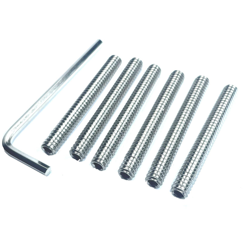 [Australia - AusPower] - 6pcs Set Screws 1/4-20 x 2" inch 304 Stainless Steel Allen Head Hex Hexagon Socket Set Screws with 1/8" Allen Wrench,Set Grub Screws Hex Allen Head Socket Set Screws.(2" Length) 
