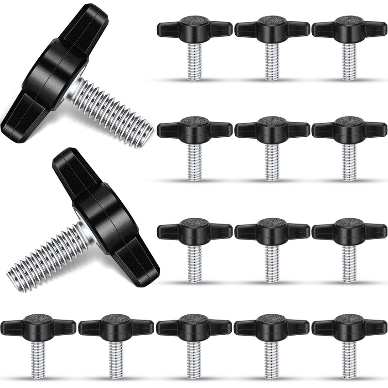 [Australia - AusPower] - 16 Pcs Stainless Steel Thumb Screw Thread Thumbscrew Adjustable Tee Wing Screw Black Wing Knob Bolt for Remove Replace Hand Clamping Tightening Knob Power Supply (1/4"-20 x 3/4") 1/4"-20 x 3/4" 
