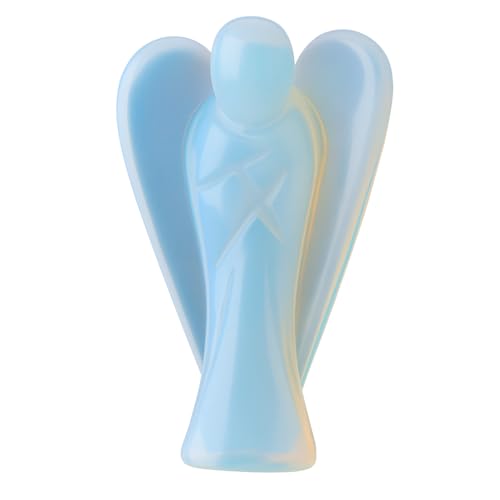 ANAYA AGATE Opalite Angel Statue – 2" Beautiful Gemstone Guardian Angel – Natural Crystal Angel – Hand-Carved Angel Charms for Protection, Love, Peace, and Positive Energy – Angel Figurines Decor 2 Inch