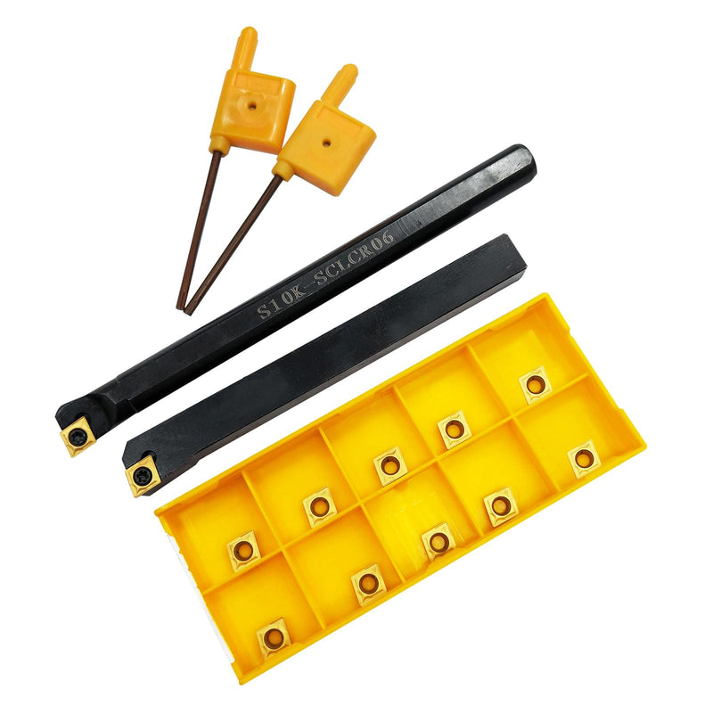 [Australia - AusPower] - 14PCS 3/8in10mm Shank Indexable Lathe Tool Holder Bit Set for Turning Milling Boring bar with Indexable Carbide Turning Insert CCMT21.51 DCMT21.51 (3/8 Holders + 12pcs CCMT2.51) 3/8 Holders + 12pcs CCMT2.51 