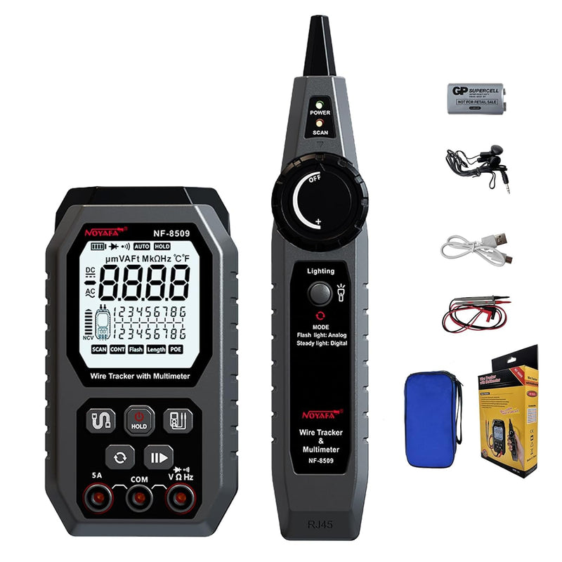 [Australia - AusPower] - Network Cable Tester with Multimeter Tester, NCV AC DC Voltmeter, POE Tester, TDR Network Tester, RJ45 CAT5 CAT6 Ethernet Cable Tester with Port Flashing 