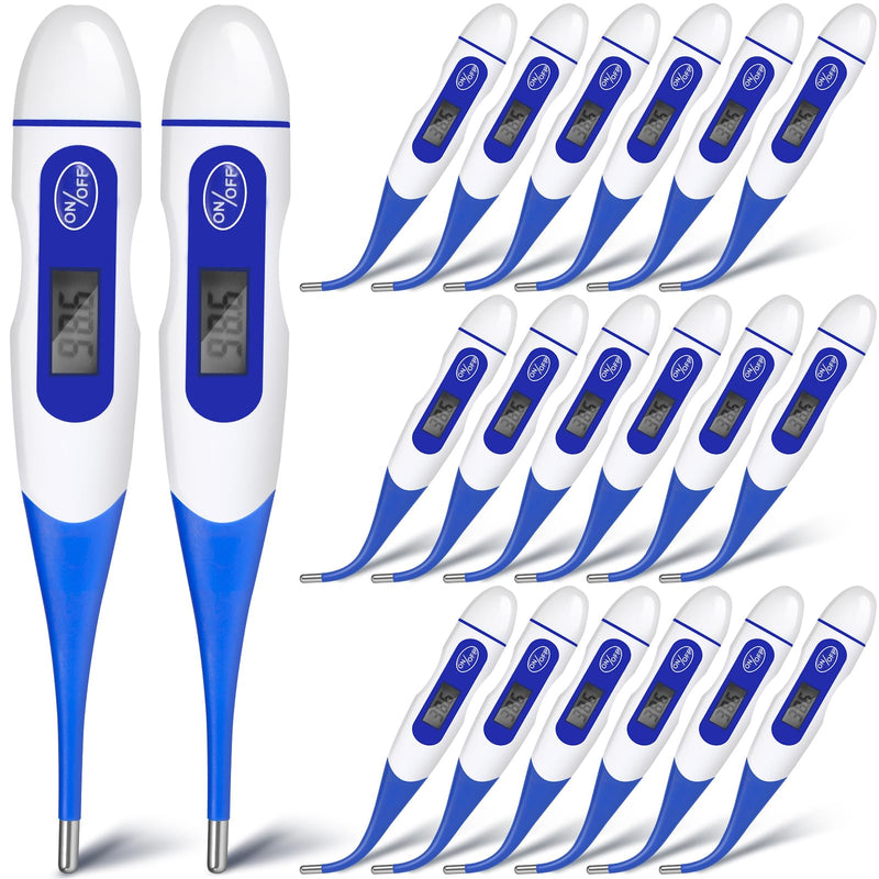 [Australia - AusPower] - TrelaCo 20 Pcs Thermometer for Adults Digital Oral Thermometer for Fever Basal Body Fast Reading Flexible Tip for Underarm Rectal Mouth Temperature Measurement 