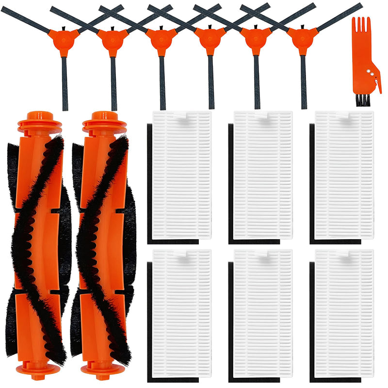 [Australia - AusPower] - Replacement Parts Kit for Kyvol Cybovac E20, E30, E31 Robot Vacuum Accessories, 2 Main Brush, 6 Side Brush, 6 Hepa Filter, 1 Cleaning Tools (15PCS) 15PCS 
