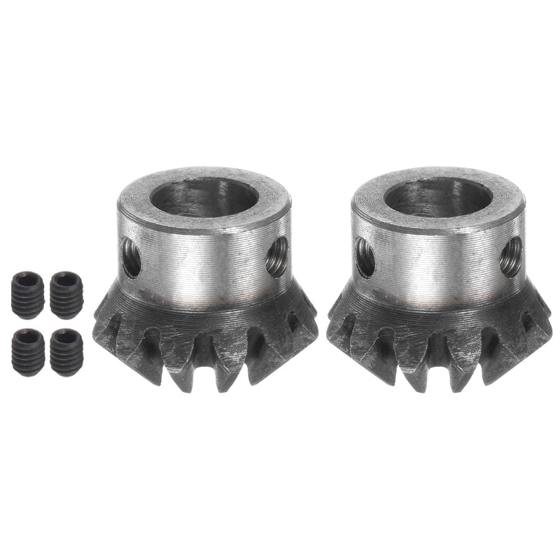 [Australia - AusPower] - 2pcs Bevel Gear 1M 12 Teeth 12mm Shaft Hole 1:1 Tapered Bevel Pinion Gear 45# Steel 2 Module 90 Degree Steering Gear, for Hardware Mechanical Rotation 12 mm 