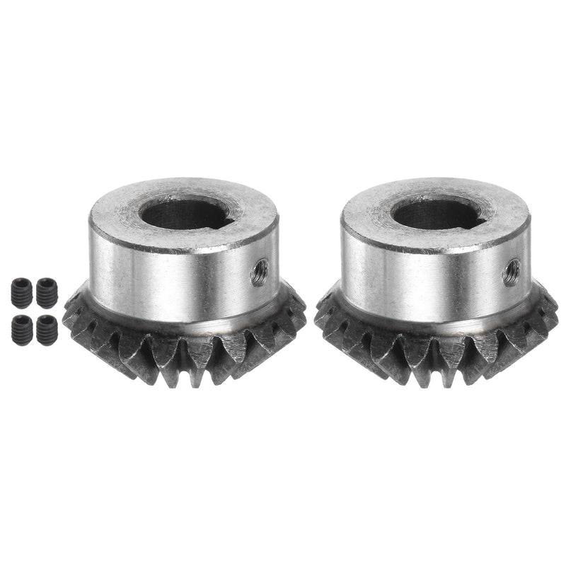 [Australia - AusPower] - 2pcs Bevel Gear 2M 20 Teeth 14mm Shaft Hole 1:1 Tapered Bevel Pinion Gear 45# Steel 2 Module 90 Degree Steering Gear, for Hardware Mechanical Rotation, with 5mm Keyway 14 mm 
