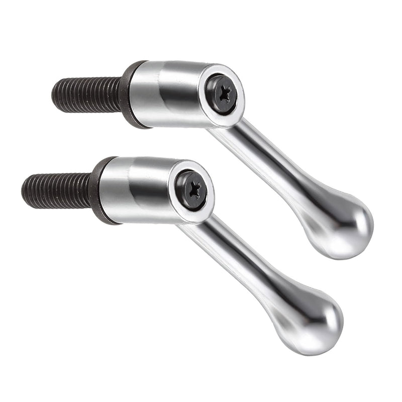 [Australia - AusPower] - Clamping Lever Handles, M10 x 25mm Male Thread, Adjustable Quick Release Locking Rotating Bolt Knobs Silver Tone - (Applications: for Lathe Machinery), 2-Pieces 
