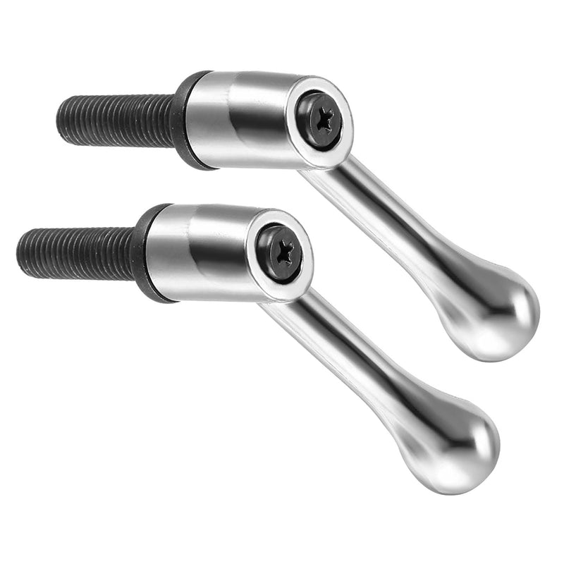 [Australia - AusPower] - Clamping Lever Handles, M12 x 40mm Male Thread, Adjustable Quick Release Locking Rotating Bolt Knobs Silver Tone - (Applications: for Lathe Machinery), 2-Pieces 